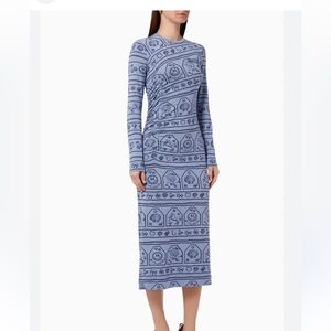 GANNI Printed Midi Dress in Heather